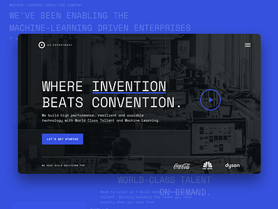 Machine Learning Enterprise - UX Concept 🔵 agency ai artificial intelligence black clean consultancy dark header landing landingpage machine learning machinelearning minimal people simple splash tallent ux webdesign website
