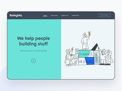 Boringbits - Brand Splash 💡 brand devops experience finances hr illustrator ilustration intro maison motion operations organic organic logo project screen shape animation splashpage splashscreen ui