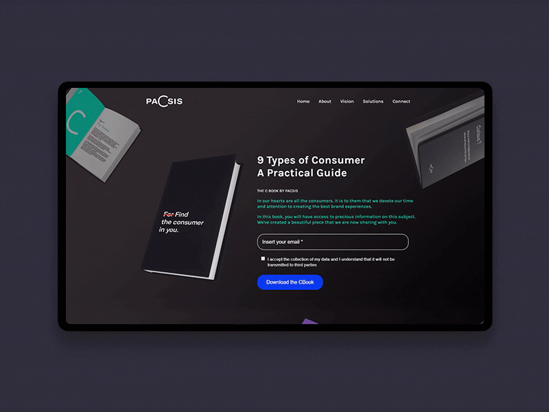 Ebook Landing Page - "Find the Consumer in you" blacked book color design ebook landing page paralax ui ux web