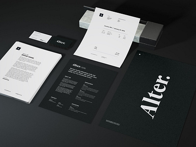 Alter Venture Partners - Stationary black brand branding startup startup logo stationary venture ventures