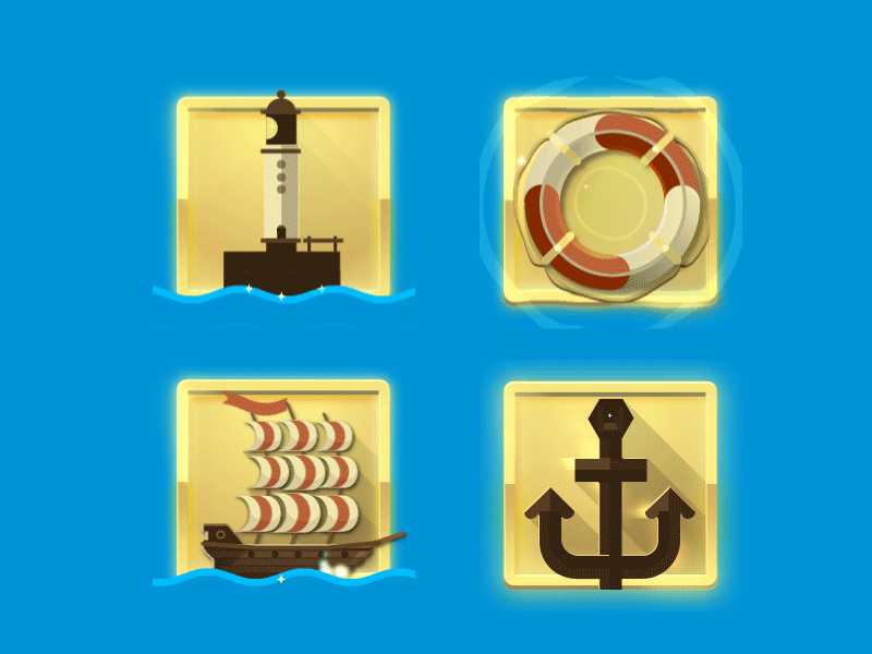 Lighthouse Buoy Ship Anchor anchor animation buoy golden icons lighthouse loop marine ship symbols
