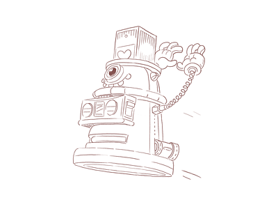 Hygloo - The friendly robot boombox cartoon hands character creation character design cintiq dalek disco drawing funk illustration illustrator industrial design r2d2 robot sketch tophat
