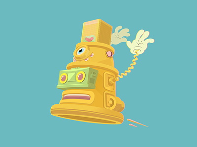 Hygloo - The friendly robot - Vector Illustration art direction boombox cartoon character cartoon hands character concept character design dalek disco funk funny happy hip hop illustration industrial design r2d2 real robot robot