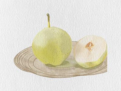 Pears watercolor illustration