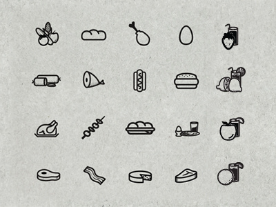 Food Icon set bacon dog food glyph hot icon pictogram symbols