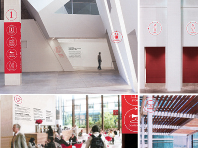 Wayfinding System for Museum environmental museum red sticker system wayfinding