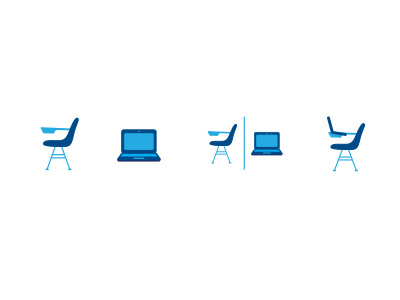 College Course Icons class college computer course desk hybrid icons illustration types