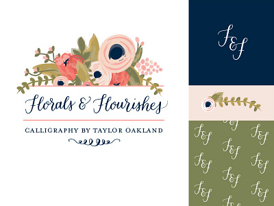 Calligraphy Business Branding branding calligraphy ff florals flourishes logo