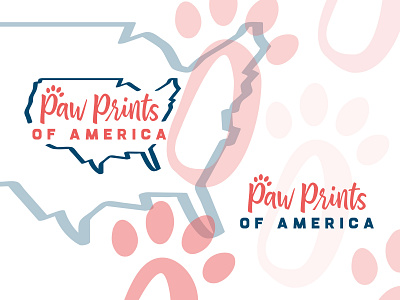 Paw Prints Logo america branding custom type design dogs logo logo design logotype paw prints typography