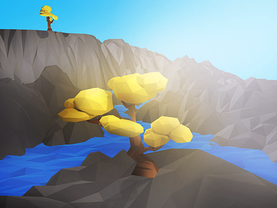 Lowpoly Tree Matte Painting