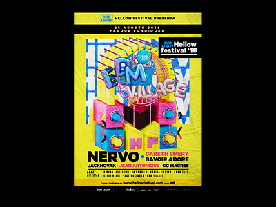 EDM VILLAGE design edm festival graphic illustration music poster