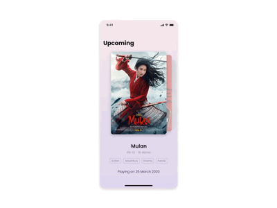 Upcoming Movie Interface with Interaction