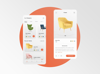 Furniture Shopping App app application chair chairs e commerce furniture furniture app mobile mobile app mobile application mobile design shopping shopping app ui user experience user interface ux