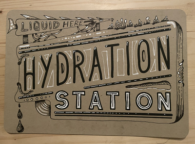Hydration Station branding design digital gelpen graphic design illustration mixed media procreate traditional typography