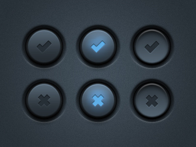 UI Buttons (PSD) art button buttons cross design detail free freebie gui interface light noise photoshop psd resource tick ui user ux vector
