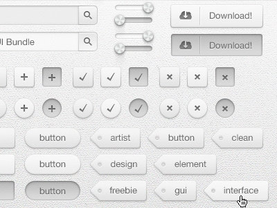 Vector UI Bundle bundle button buttons clean cross design download free freebie glyph gui interface off on photoshop plus psd search search box slider tag tags tick ui user ux vector