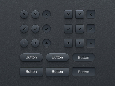 Button UI Kit add button buttons cross design detail free freebie kit photoshop plus resource shadow shadows simple tick ui ux vector
