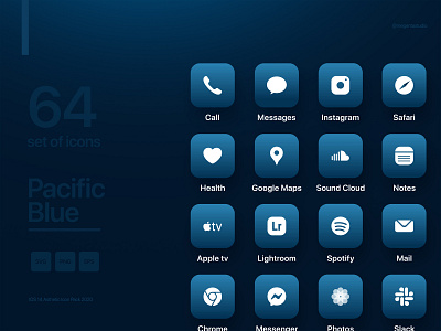 iOS 14 app icon set detail apple branding design graphic ios app ios design ios2020 iphone 12 pro minimal minimalist pacific blue ui