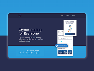 Landing page for a crypto trading crypto design flat minimal web website