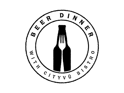 Beer Dinner Stamp beer bottle dinner event fork restaurant rough seal stamp type
