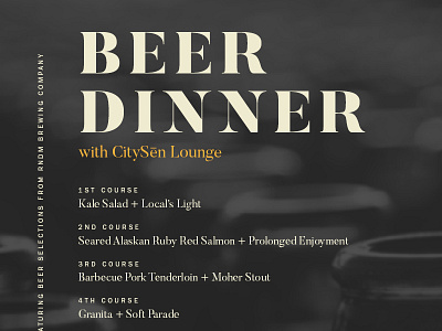 Beer Dinner beer dinner poster typography
