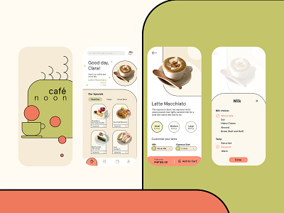 Café Noon - Cafe App Concept app branding cafe cafe branding minimal mobile app mobile ui modern ui ux
