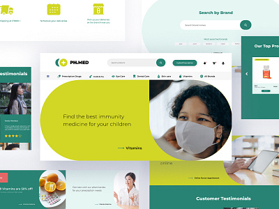 PHMED Online Pharmacy Concept app healthcare medicine modern pharmacy ui ux design website design