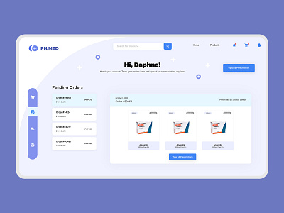 PHMED Online Pharmacy - Orders Page branding drugstore ecommerce ecommerce business ecommerce design ecommerce shop healthcare medicine modern pharmaceutical pharmacy pharmacy app uiux website design