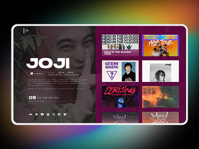 Museroom - Featured work page artist gradient joji modern music music app music player promoter spotify uiux
