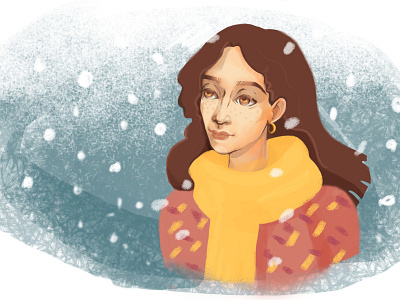 Girl girl illustration pretty snowfall