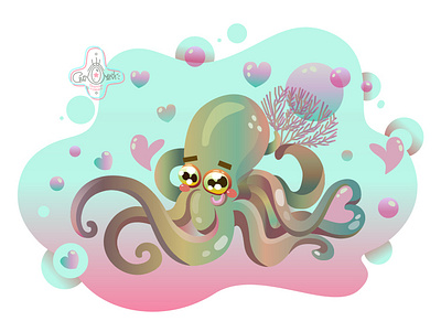 Octopus in love illustration in love love octopus vector