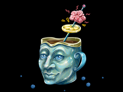 Tea with a taste of hope cuphead illustration mr. fruittea