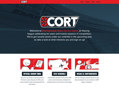 CORT 2022 Website WIP 1 illustration racing semplice sim racing web design website