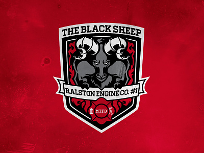 The Black Sheep badge emblem fire firefighters logo ram red sheep