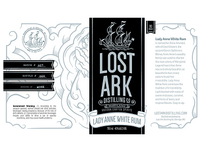 Lost Ark Distilling Label alcohol ark boat foil packaging rum silver white