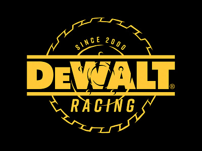 DeWalt Racing Shirt Design black blade dewalt hardware motorsports nascar racing sawblade shirt tools yellow