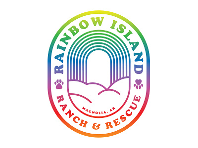 Rainbow Island Ranch & Rescue v1 badge cloud island logo paws rainbow roundel