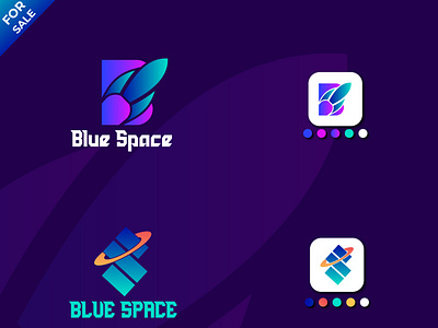 Blue Space technology logo design (B+S+space logo)