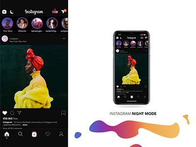 Instagram Night Mode app art design illustration instagram logo ui ux vector