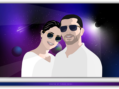 Love! art cool design design dribbble female illustration light moon person space stars