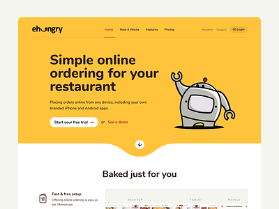eHungry Website delivery food hungry interface menu online ordering platform restaurant web website