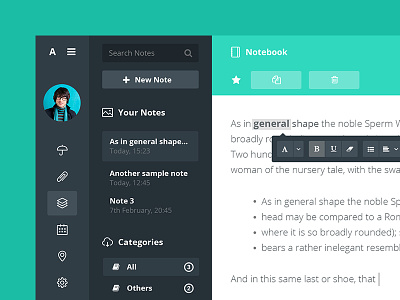 Admire Notebook admin flat interface note notebook notes panel responsive sidebar template themeforest