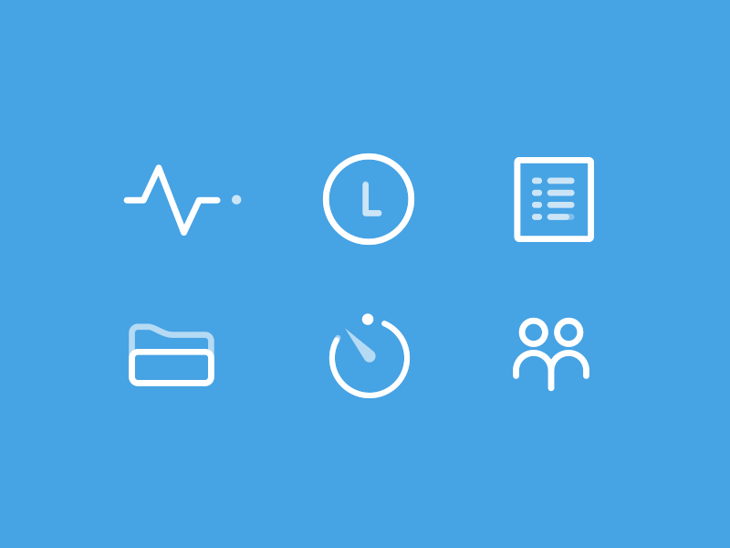 Spell Icons animated development flat iconography icons lined outlined pictograms time tracker