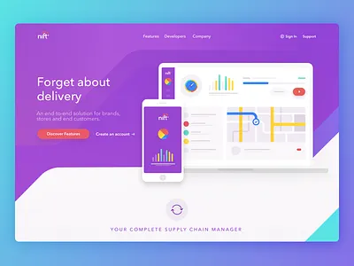 Nift Homepage app avenir dashboard delivery logistics modern web design website