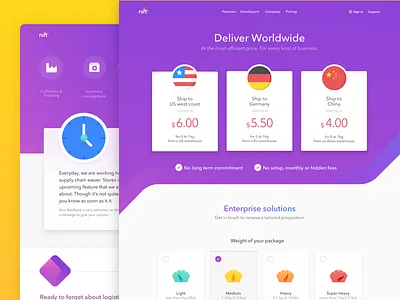 Nift inner pages app checkbox delivery form logistics plans pricing ux web design website