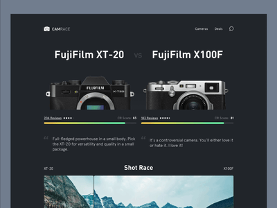 Camera Comparison 1on1 compare fuji interaction interface list specifications specs table ui web