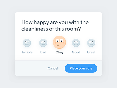 Room Cleanliness clean emoji facility form icon nps satisfaction survey ux widget