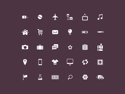 Plain Icon Set camera cart comments food freebie home house icons iconset lightbulb loading mail mouse note notepad pen picture plane screw simple star suitcase symbols truck vector icons