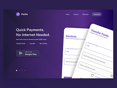 Facile - Bank Transfer App design illustration minimal ui web website