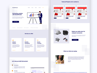 Landing Page concept for havilahfusion tech branding design illustration typography ui web website